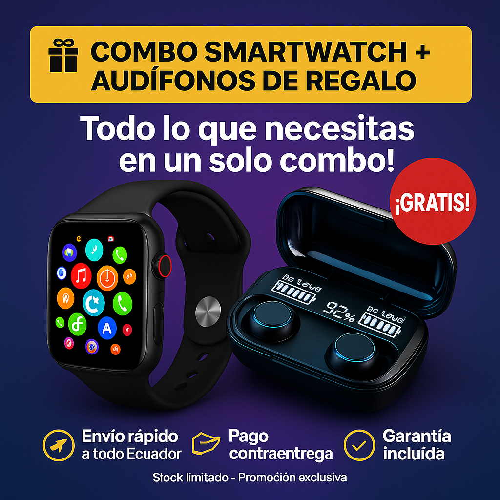 ✨ El Reloj Inteligente CON CHIP Más Completo del Año – ¡Con Audífonos de Regalo!